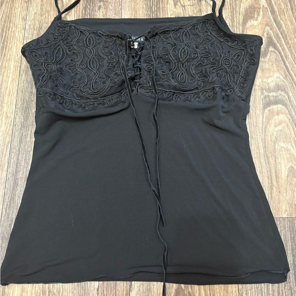 Animal Black Embroidered Camisole